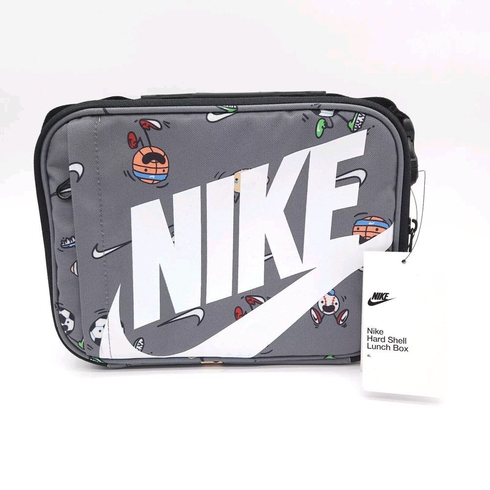 Nike Hardshell 4L Lunch Box Futura Fuel Insulated School Cooler Bag Swoosh Grey‎